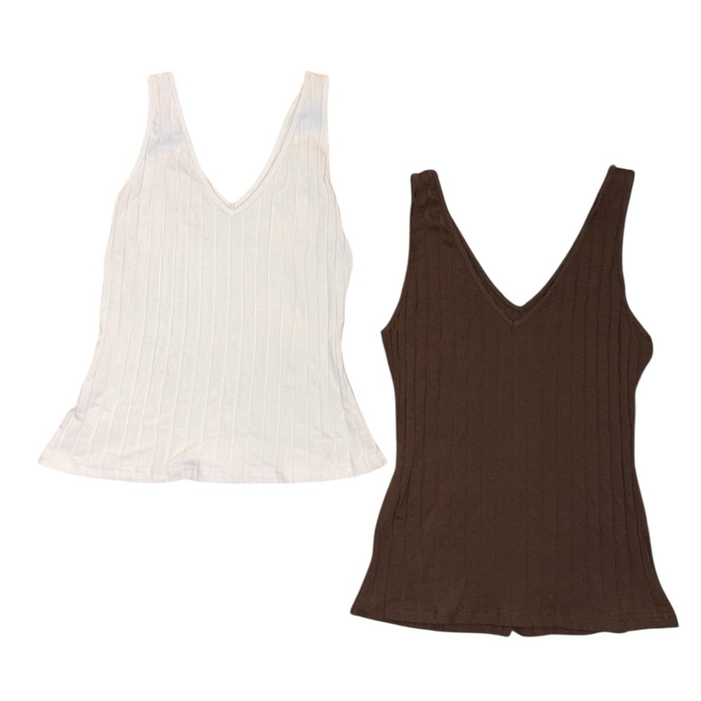 V-Neck Ribbed Tank Tops